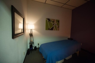 massage therapy room in chiropractic office